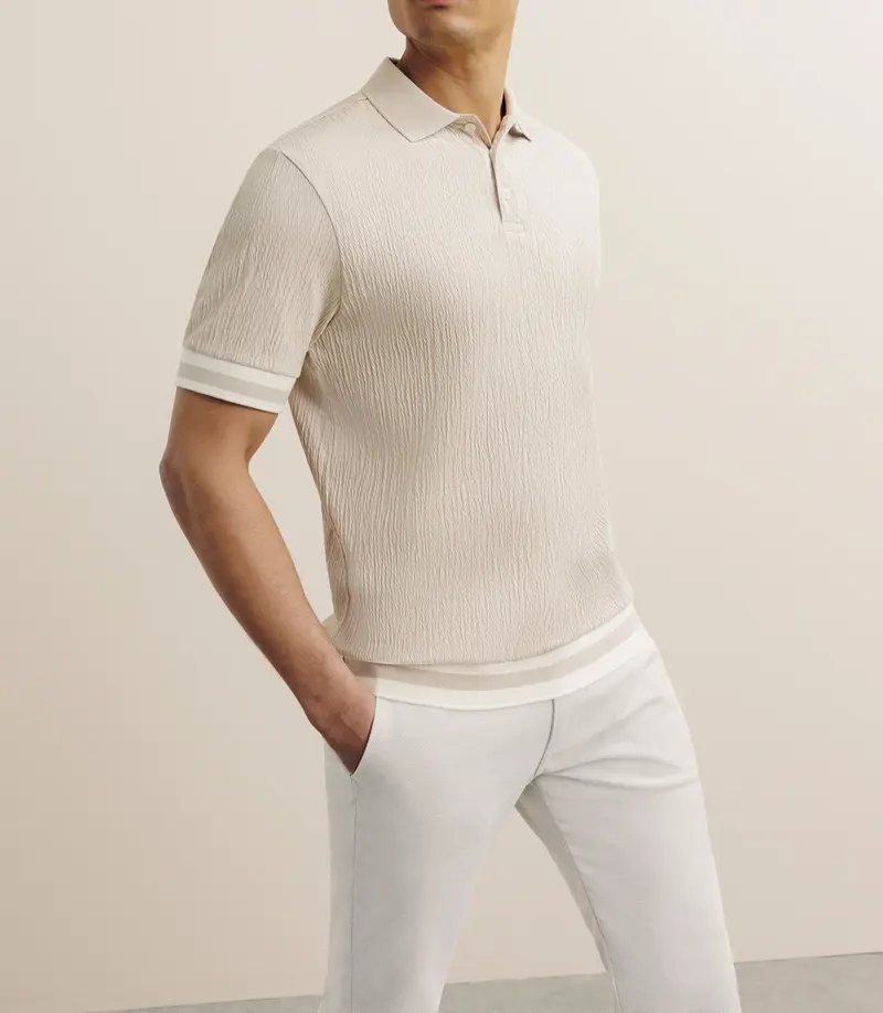 Polo boutonné en jersey beige
