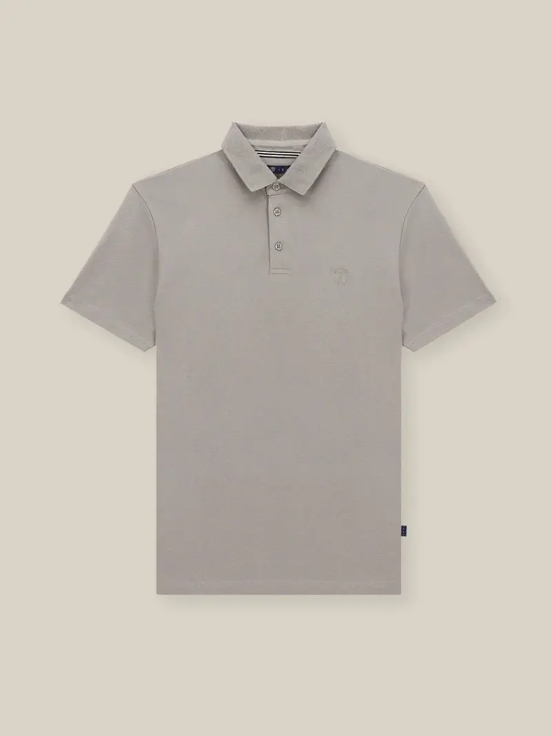 Polo boutonné piqué taupe