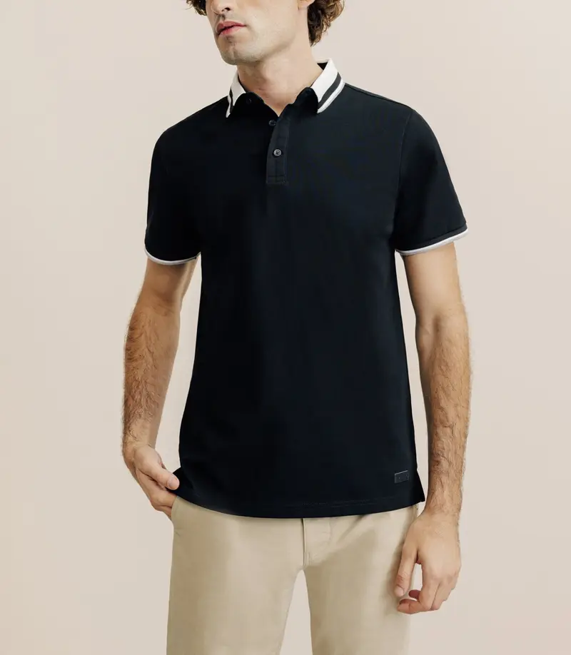 Polo col boutonné noir