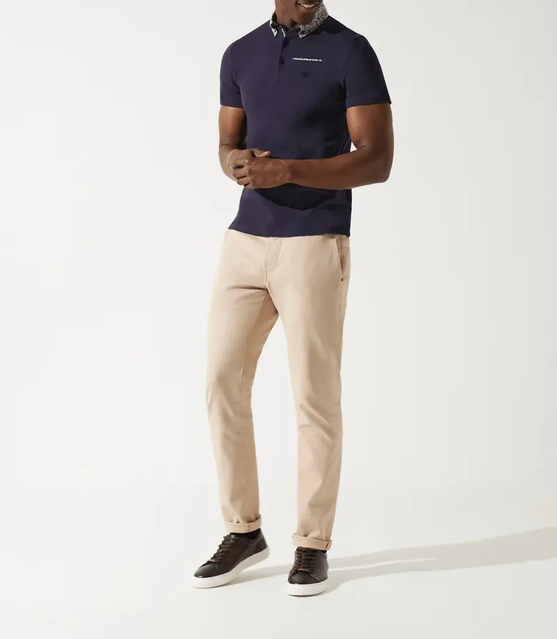 Polo col chemise manches courtes marine GARCISSE