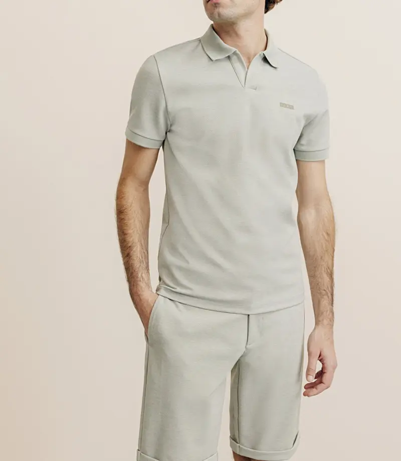 Polo col ouvert kaki