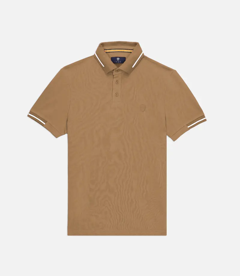 Polo col rayé manches courtes beige GREGORY
