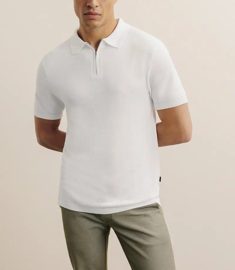 Polo col zip écru