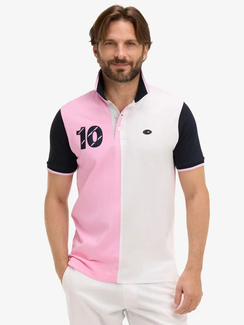 Polo Eden Park rose en coton