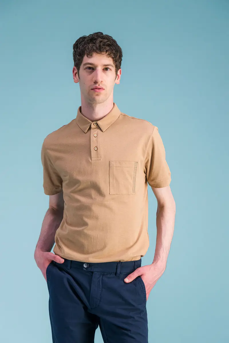 Polo en coton bio beige
