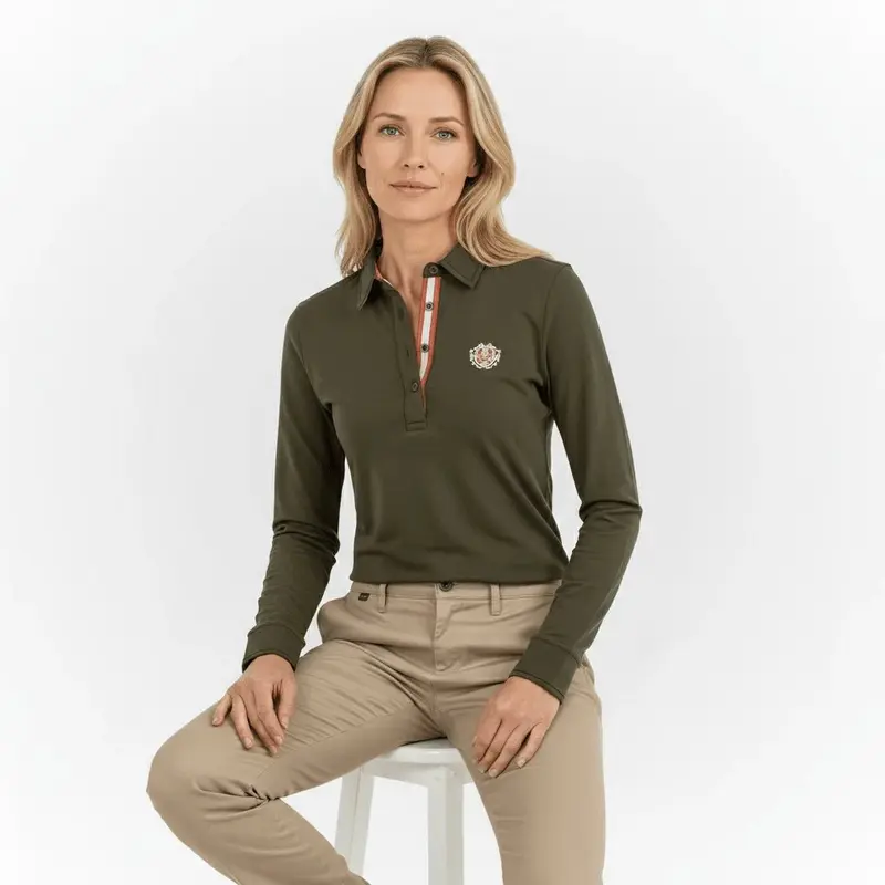 Polo femme ml vert kaki