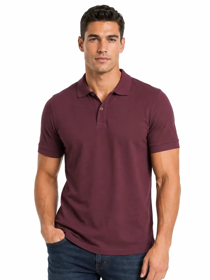 Polo homme bordeaux en maille piquée