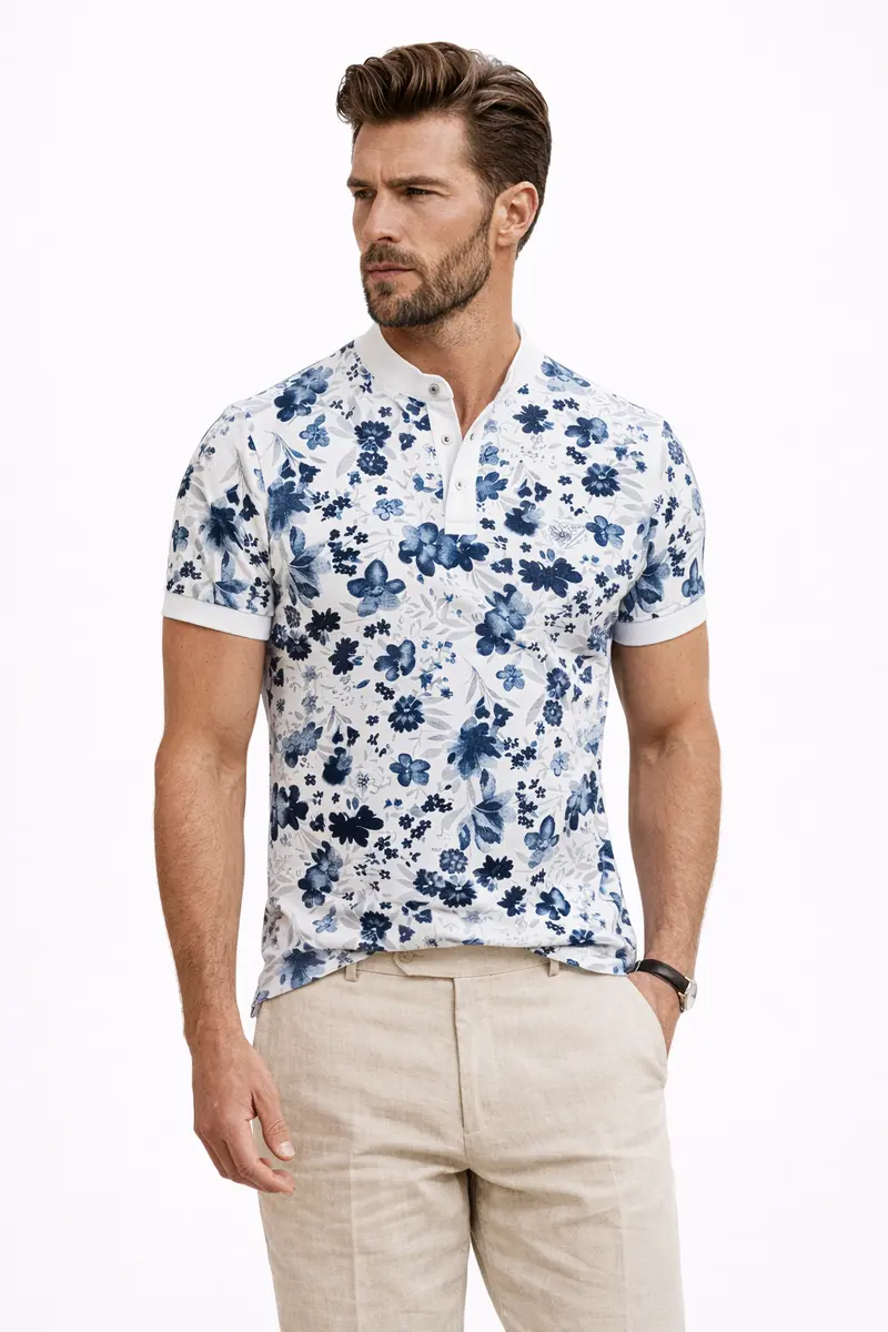 Polo homme manches courtes blanc
