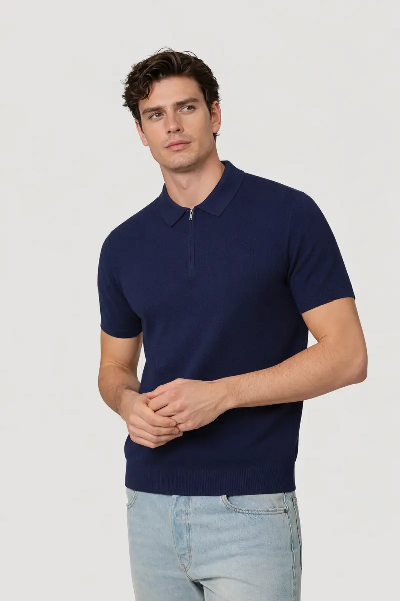 Polo homme manches courtes Marine