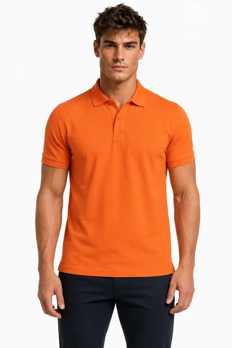 Polo homme orange en maille piquée