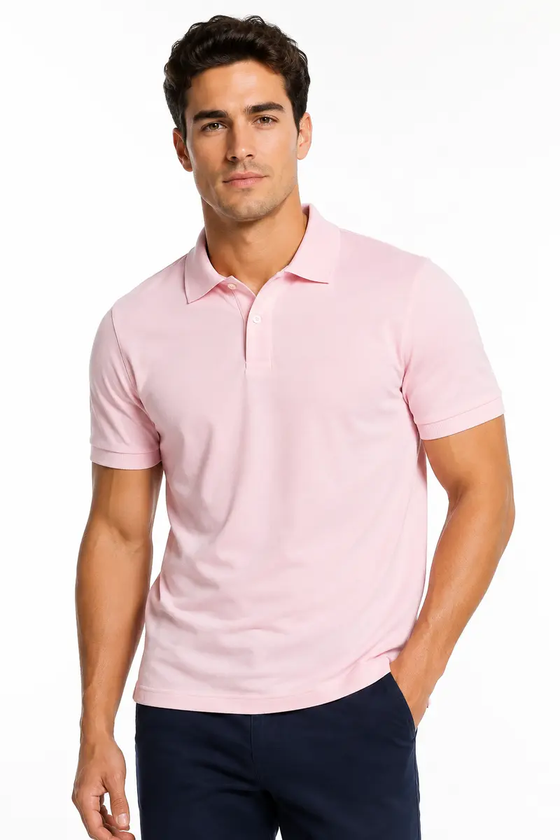 Polo homme rose en maille piquée