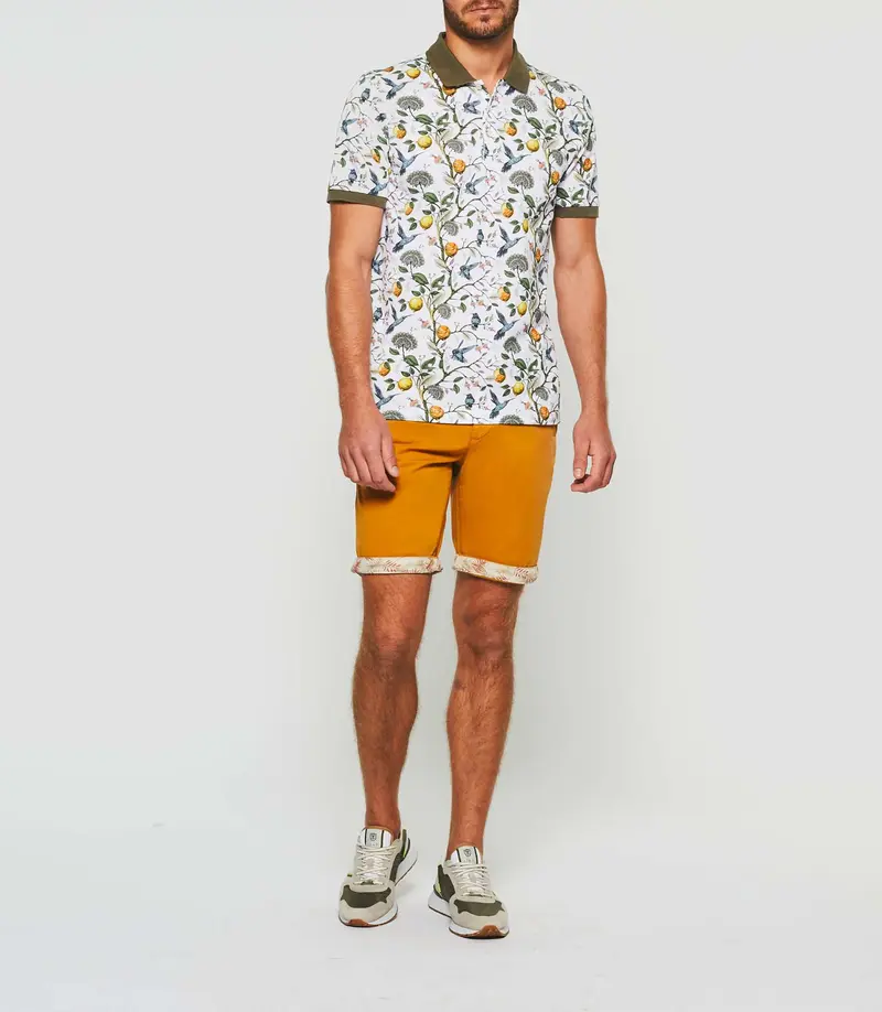 Polo manches courtes blanc et kaki "Gabi"