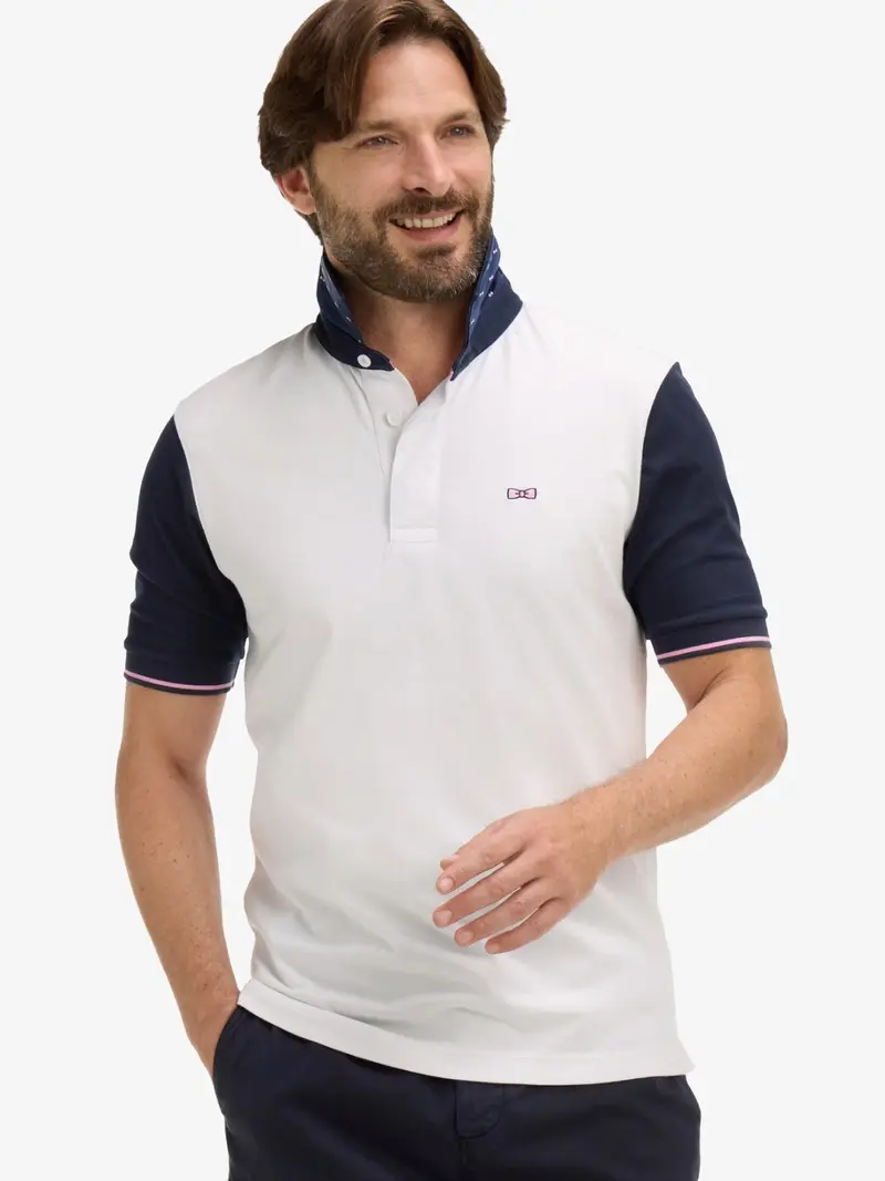 Polo manches courtes Eden Park blanc en coton
