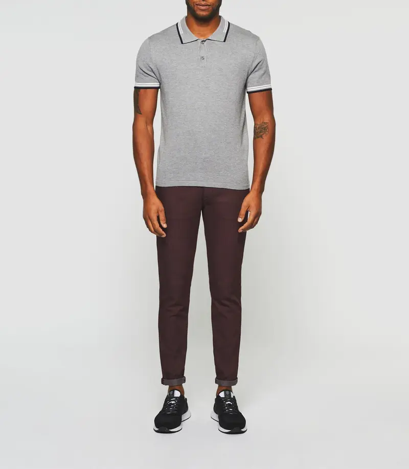 Polo manches courtes gris chiné "Gerald"