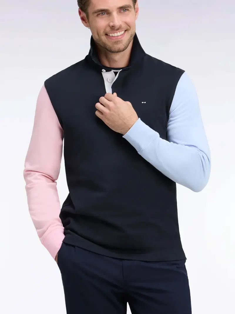 Polo manches longues Eden Park marine en coton