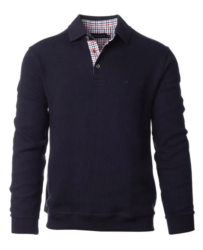 Polo manches longues Ethnic Blue marine