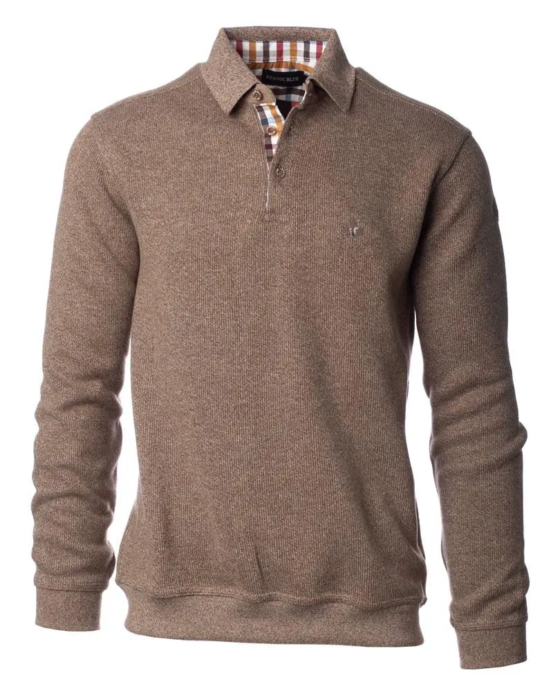 Polo manches longues Ethnic Blue marron