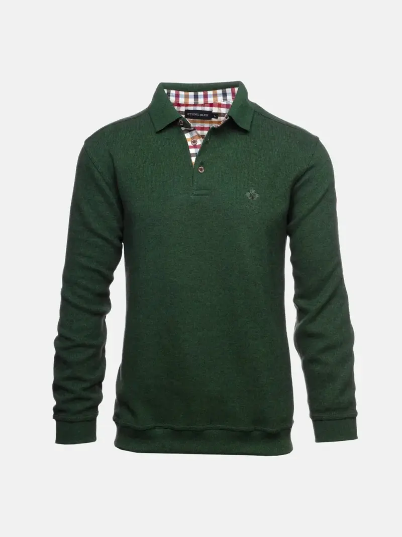 Polo manches longues Ethnic Blue vert