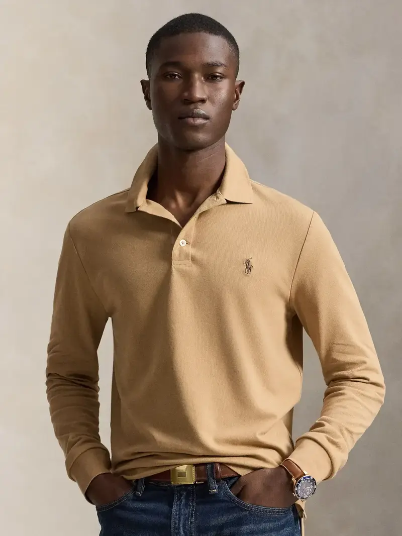 Polo manches longues Ralph Lauren marron
