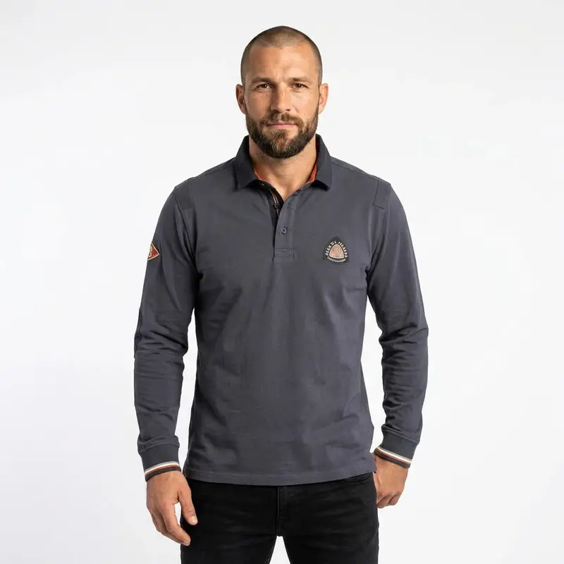 Polo ml bleu toucher peau de pêche