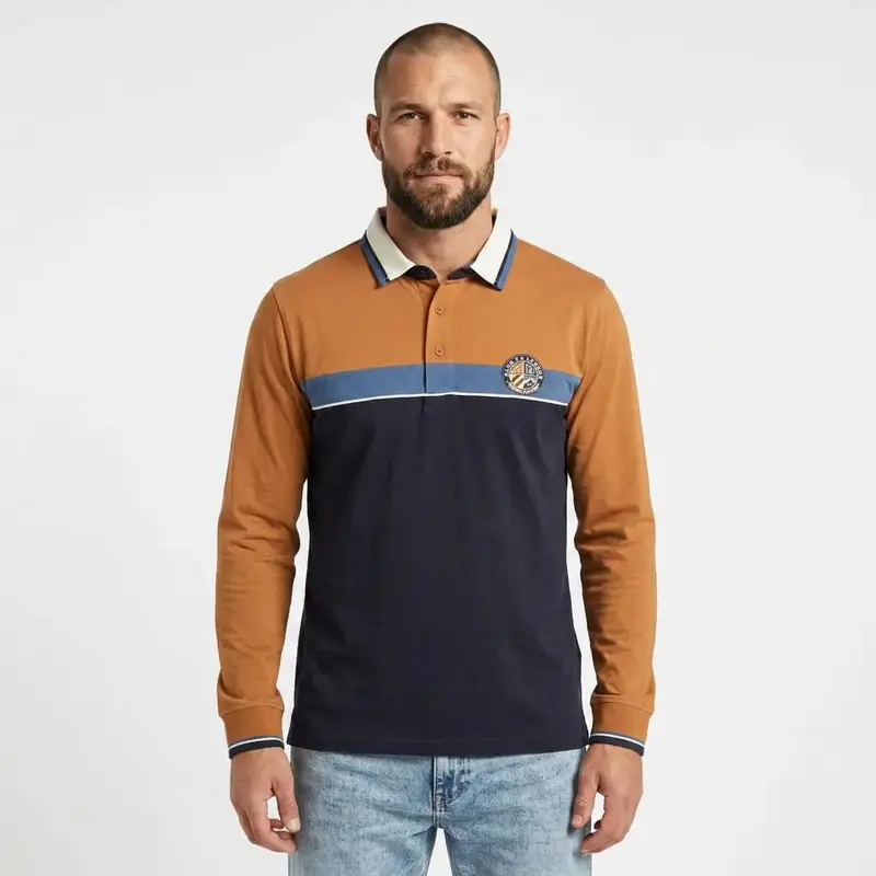 Polo ml tricolore toucher peau de pêche