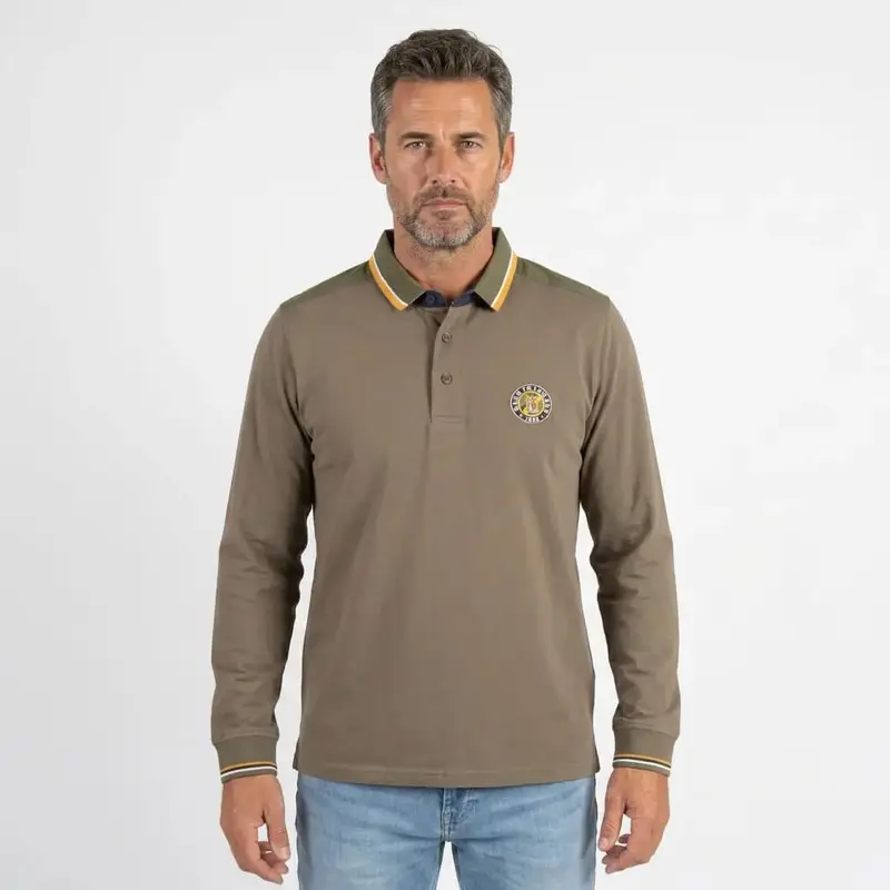 Polo ml vert amande toucher peau de pêche