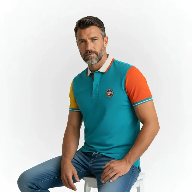Polo multicolore n°9 toucher peau de pêche