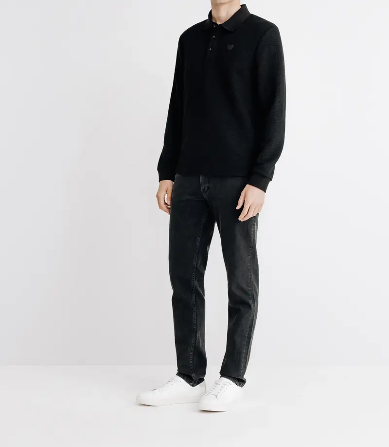 Polo nid d'abeille noir