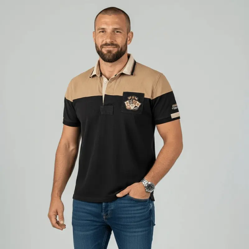 Polo noir et marron Barbarians n°15