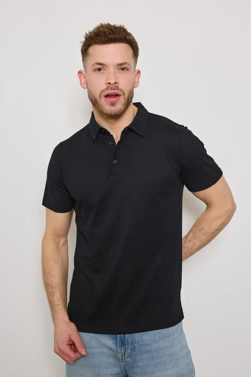 Polo Noir Homme Basique Chic
