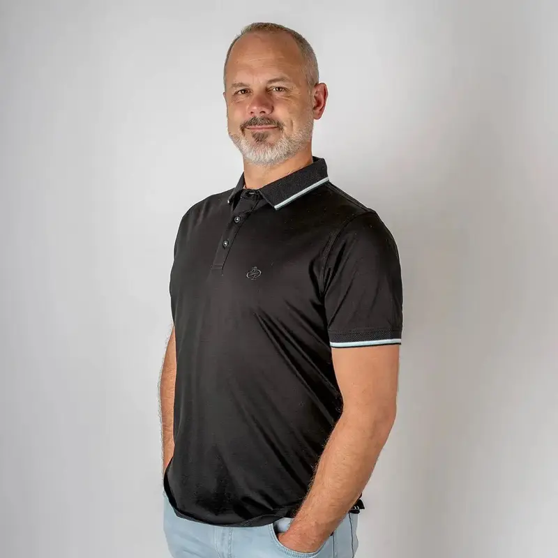 Polo noir mercerisé