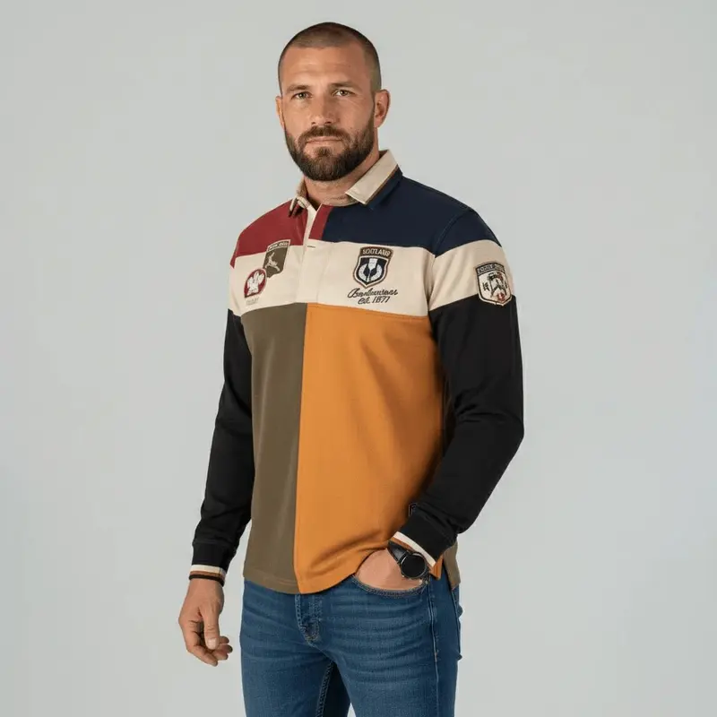 Polo patchwork à manches longues Barbarians multi nations