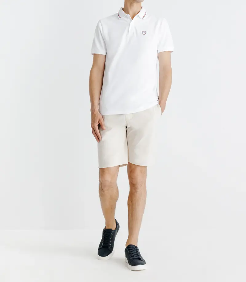 Polo piqué boutonné blanc
