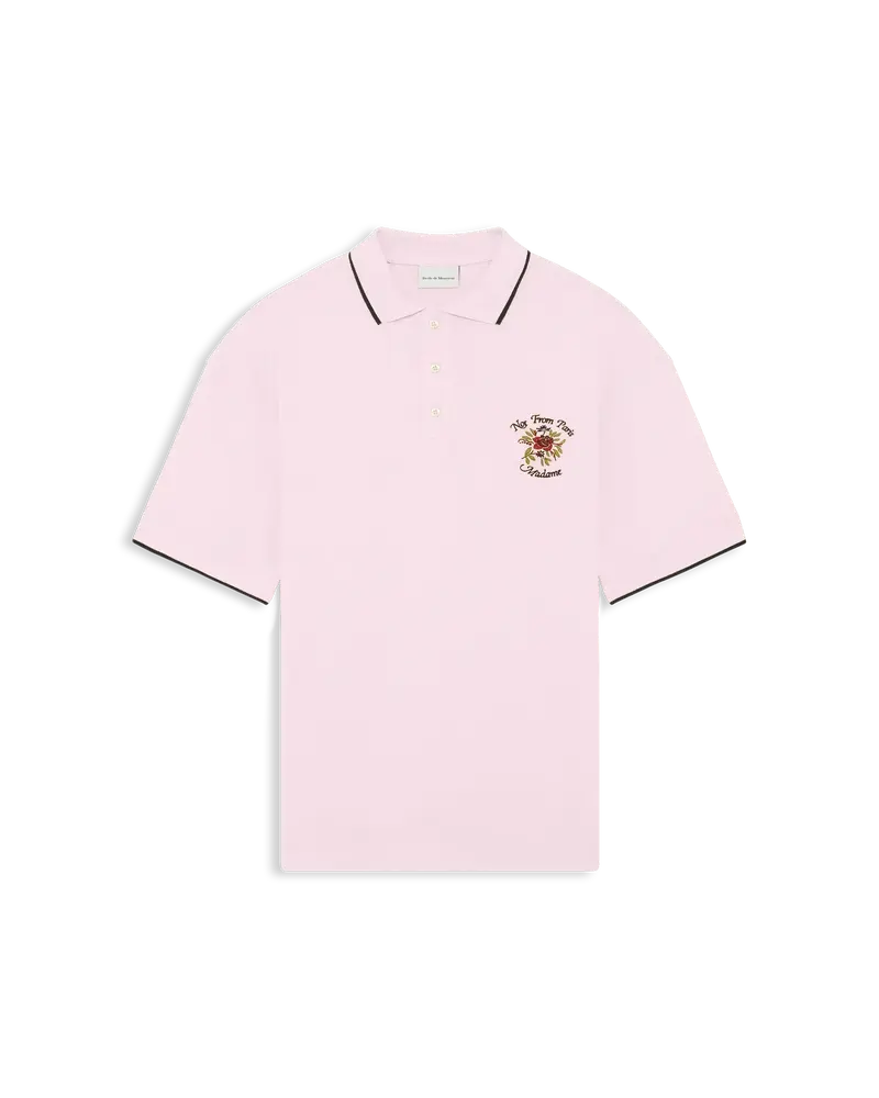 Polo Piqué Slogan Rose