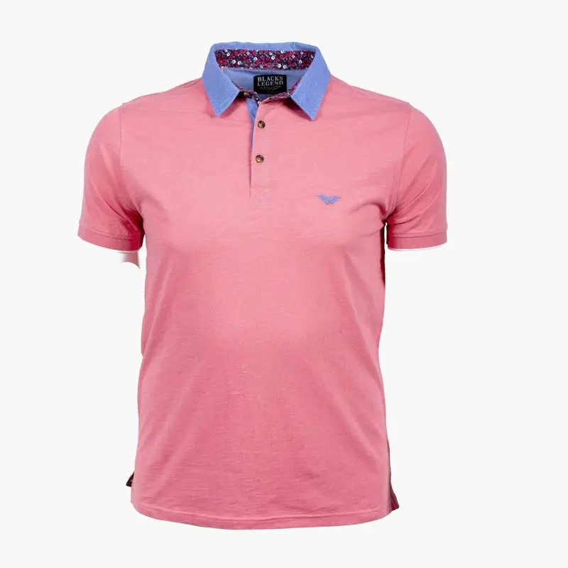 Polo rose col contrasté