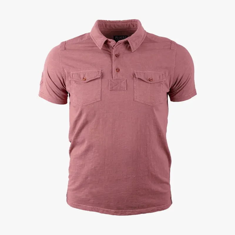 Polo rouge pâle double poche poitrine