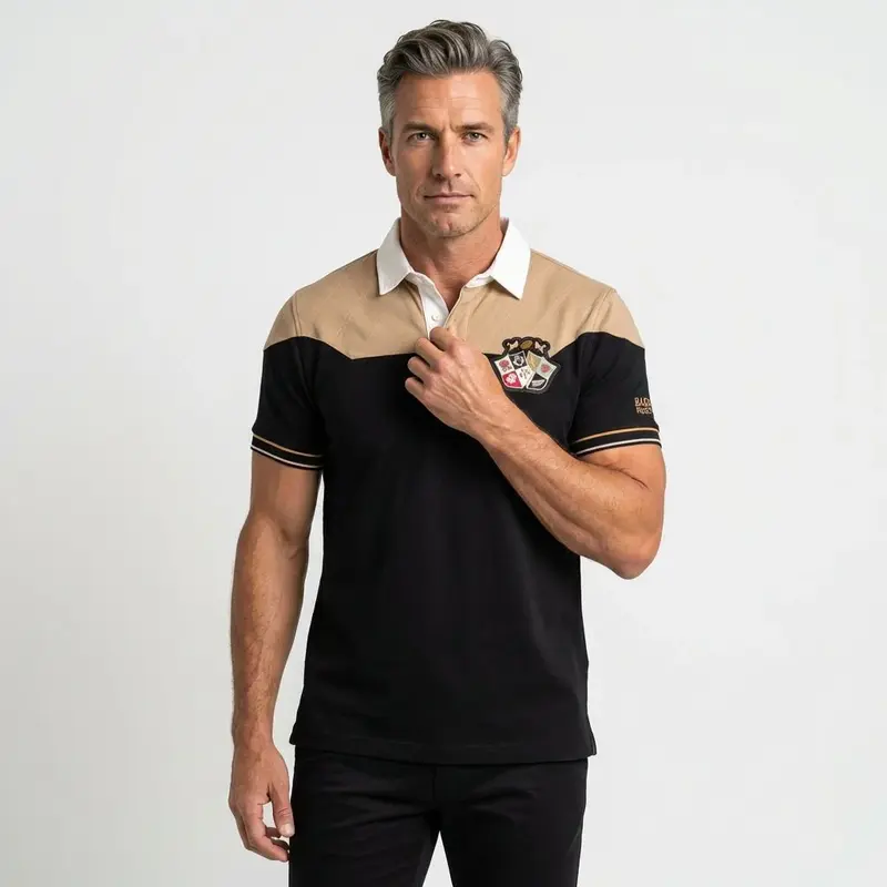 Polo scapulaire beige et noir Barbarians