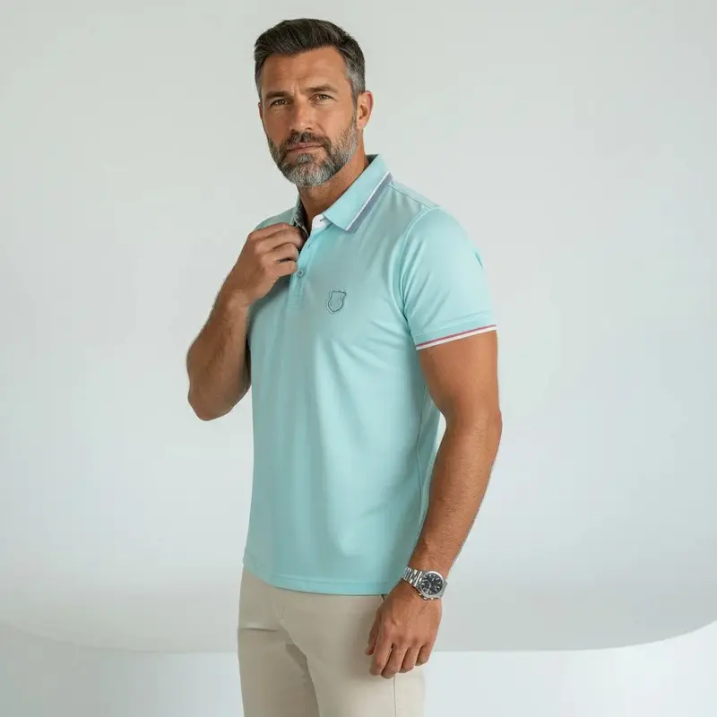 Polo turquoise élasthanne