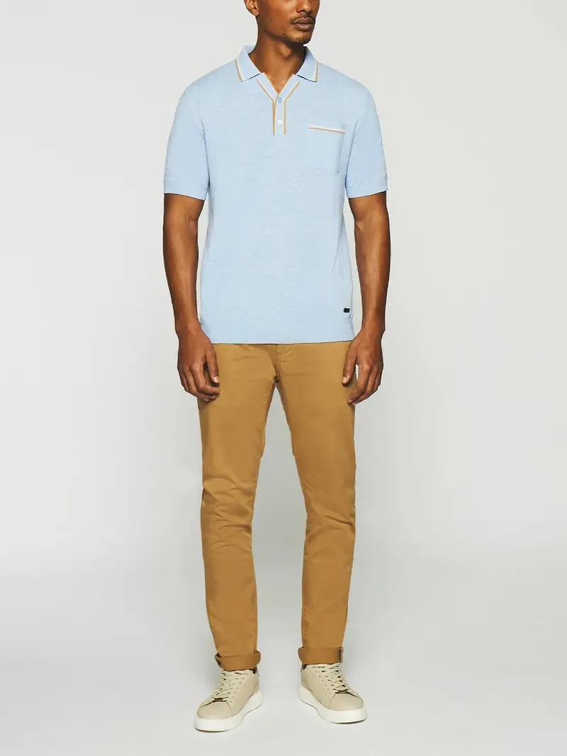 Polo uni avec poche bleu ciel GASTON