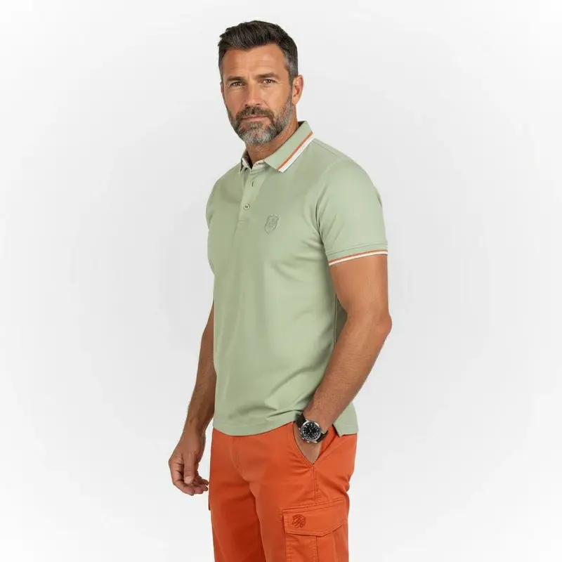 Polo vert amande élasthanne