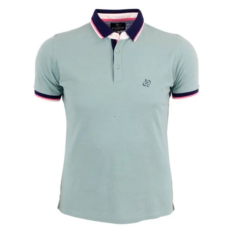 Polo vert amande finitions contrastées