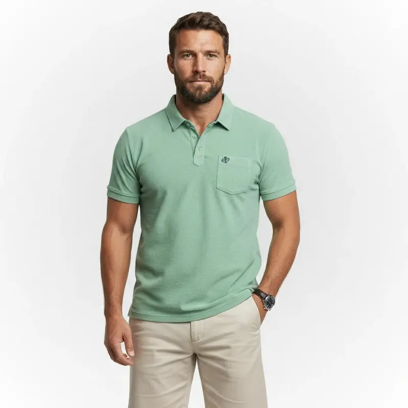 Polo vert cactus tissu éponge
