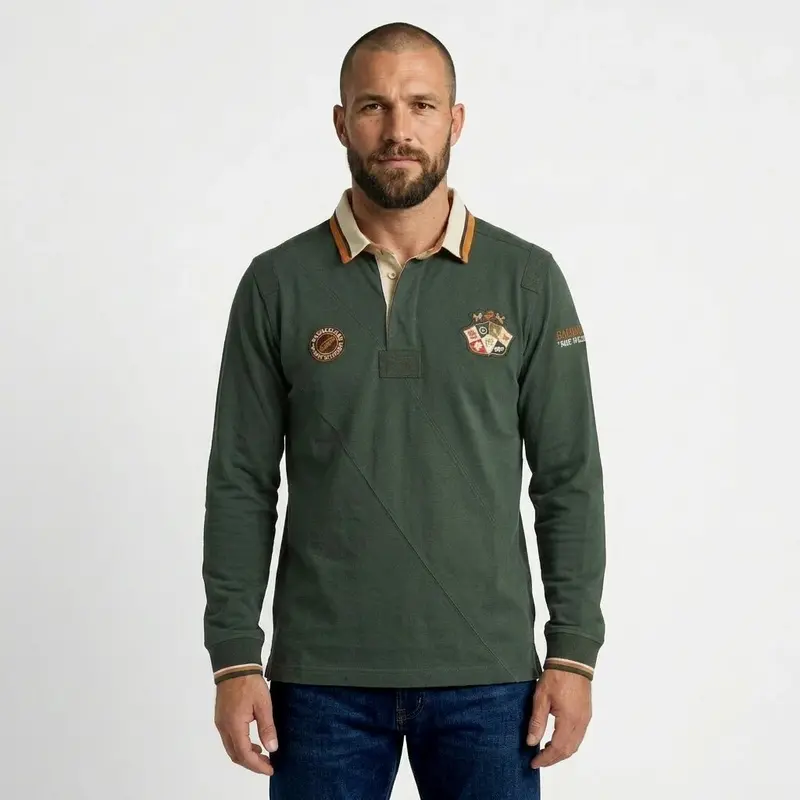 Polo XV Barbarians vert toucher peau de pêche