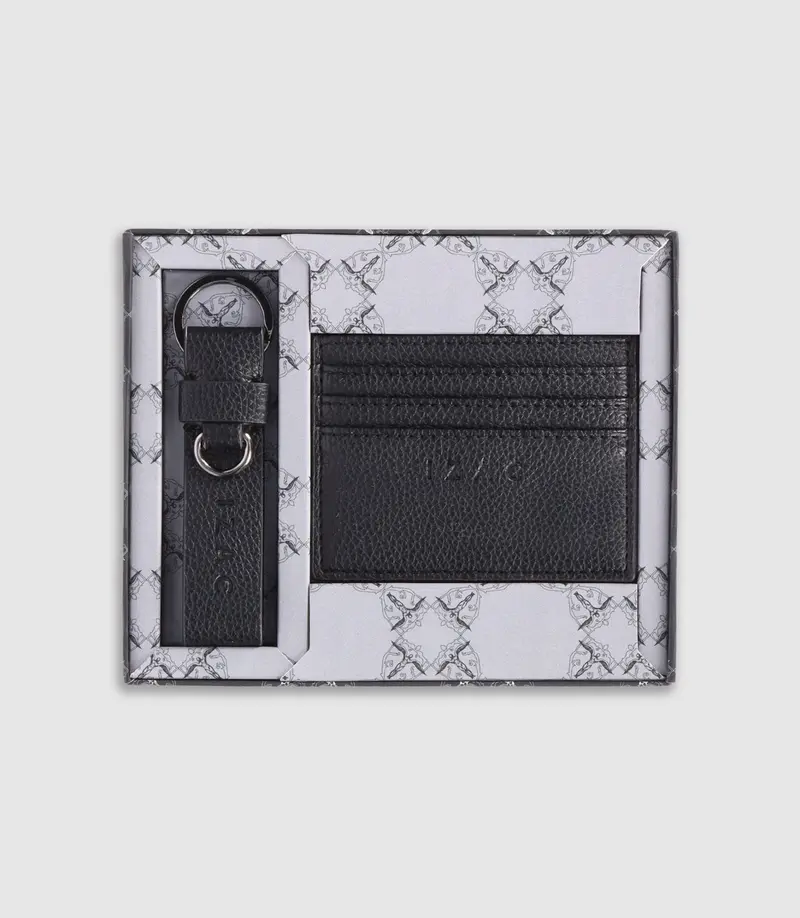 Porte carte avec porte clés noir