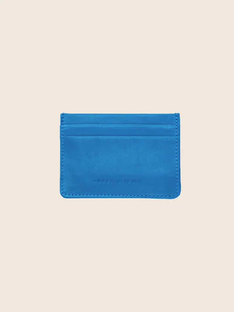 Porte-cartes cuir upcyclé bleu royal
