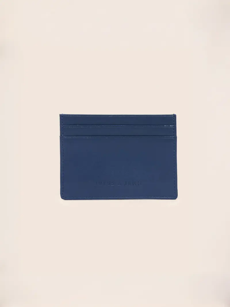 Porte-cartes cuir upcyclé bleu