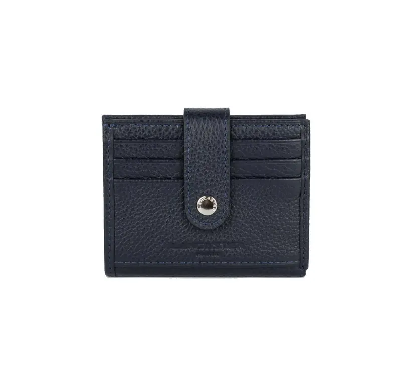 Porte-cartes en cuir Lancaster-Foulonné PM Bleu Foncé
