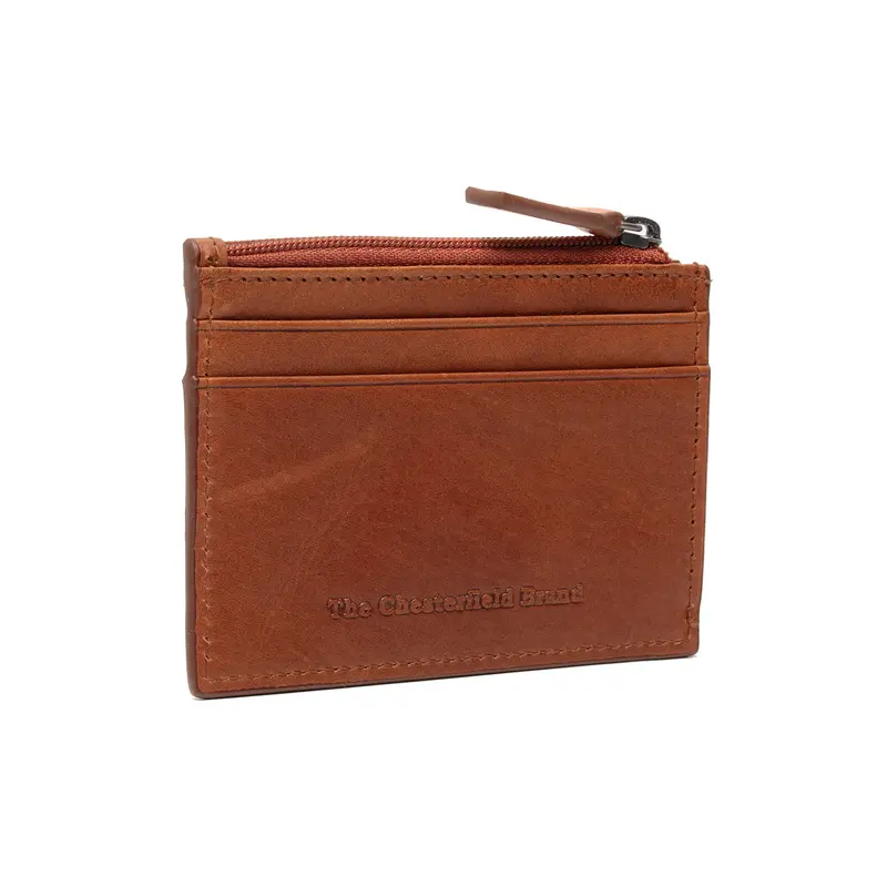 Porte-cartes extra plat en cuir Chesterfield Cognac