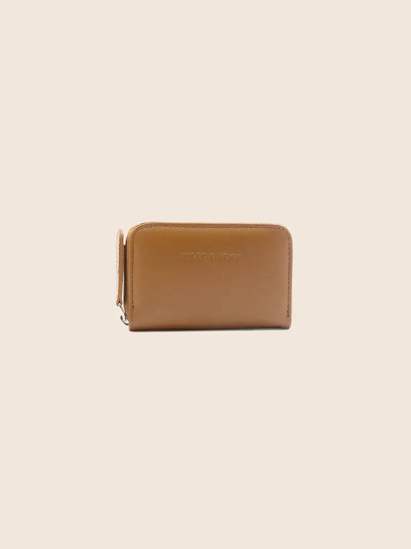 Porte-monnaie cuir camel