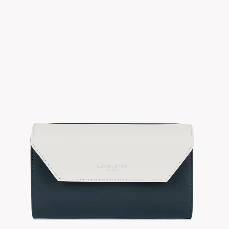 Portefeuille compagnon Lancaster-Smooth Bleu/Ecru